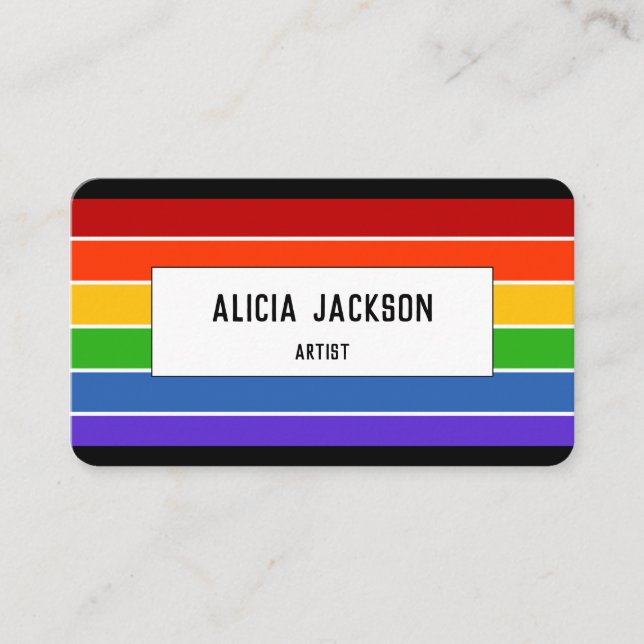 Rainbow Stripe | Personalize Business Card (Front)
