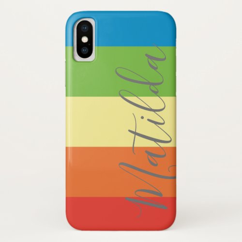 Rainbow Stripe Personalized Name iPhone X Case