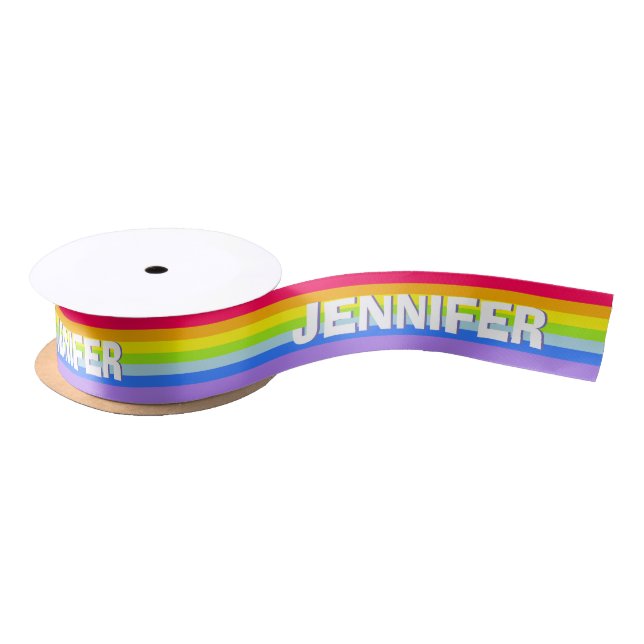 Rainbow stripe personalized name ribbon (Spool)