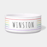 Rainbow Stripe Pride Subtle Simple Minimal Cat Dog<br><div class="desc">Add your cat or dog's name to this modern and minimal subtle thin rainbow stripe gay pride inspired food or water bowl for a cute expression of love based on the gay pride flag that will look cute and chic in any trendy and modern or farmhouse inspired home or apratment....</div>