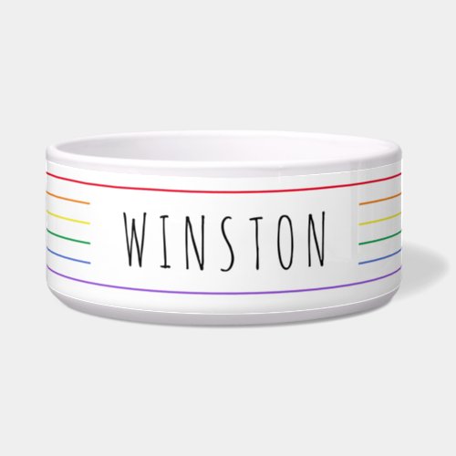 Rainbow Stripe Pride Subtle Simple Minimal Cat Dog Bowl