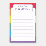 Rainbow Stripe Script Typography From Teacher Post-it Notes