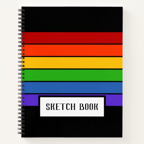 Rainbow Stripe Sketch Sketchbook Black Notebook