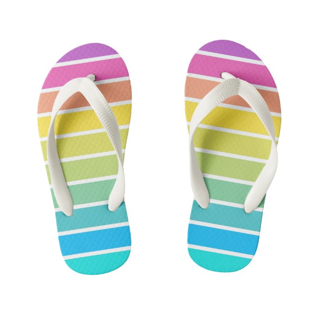 Rainbow Stripe Toddler Beach Flip Flops  (Footbed)
