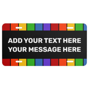 Rainbow Stripe Vertical TYPOGRAPHY License Plate
