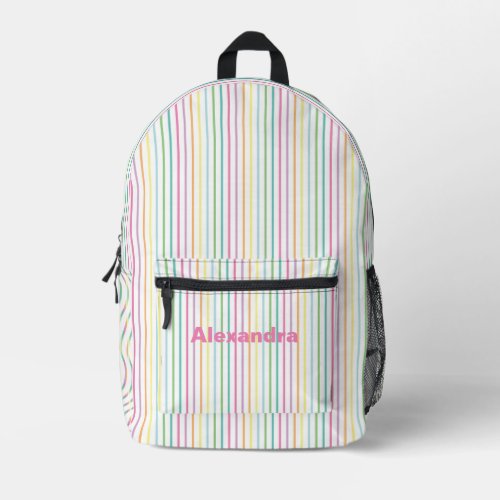 Rainbow Stripe with Name Printed Backpack
