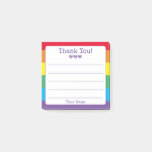 Rainbow Stripe Your Name And Hearts Thank You Post-it Notes