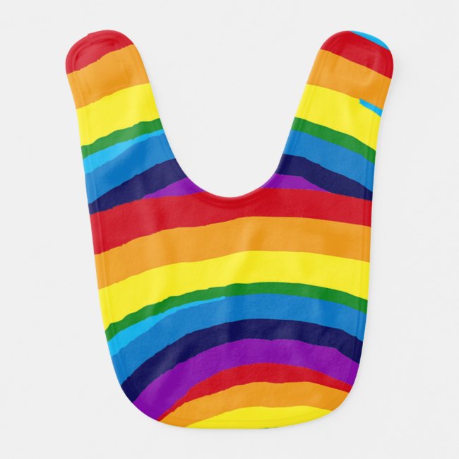 Rainbow Striped Abstract Baby Bib