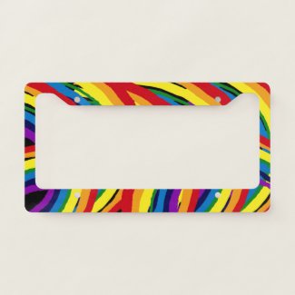 Rainbow Striped Abstract License Plate Frame
