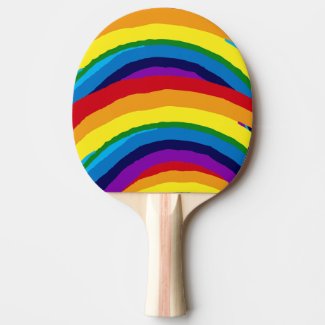 Rainbow Striped Abstract Ping Pong Paddle
