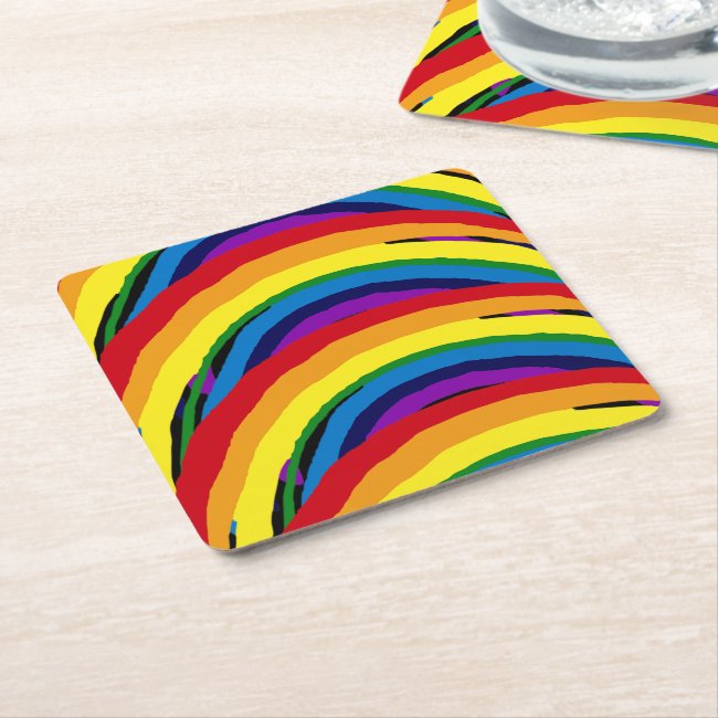 Rainbow Striped Abstract Sturdy Paper Coasters
