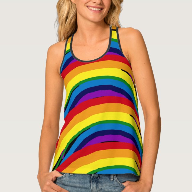 Rainbow Striped Abstract Tank Top