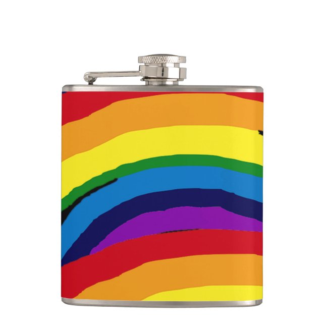 Rainbow Striped Abstract Vinyl Wrapped Flask