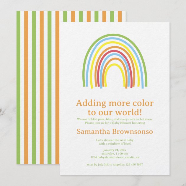 Rainbow Striped Baby Shower Invitation