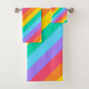 Rainbow Striped Bath Towel Set