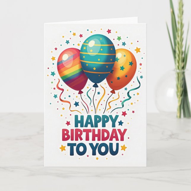 Rainbow Striped Birthday Card (Front)