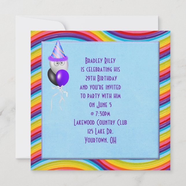 Rainbow Striped Border Invitation (Front)