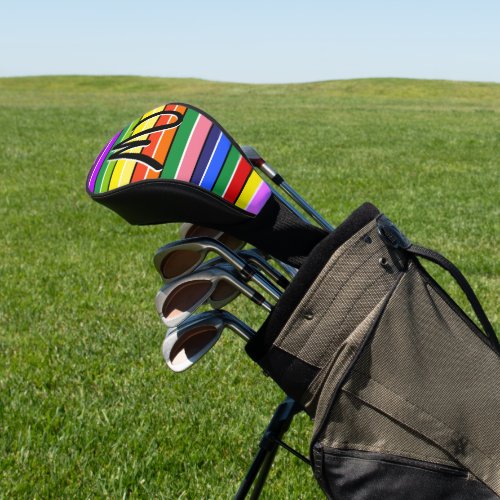 Rainbow Striped Colorful Multi_Colored Personalize Golf Head Cover