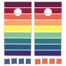 Rainbow Striped Cornhole