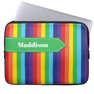 Rainbow Striped Electronics Sleeve with Name