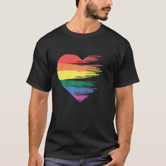 Rainbow Striped Heart Design Kidcore Aesthetic Edg T-Shirt