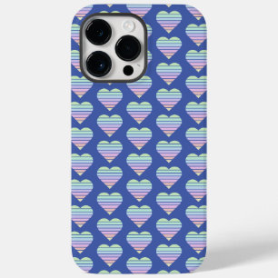 Rainbow Striped Heart Pattern Pastel Blue love Case-Mate iPhone 14 Pro Max Case