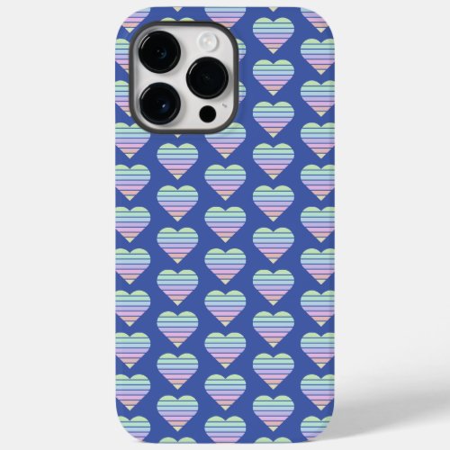 Rainbow Striped Heart Pattern Pastel Blue love Case_Mate iPhone 14 Pro Max Case