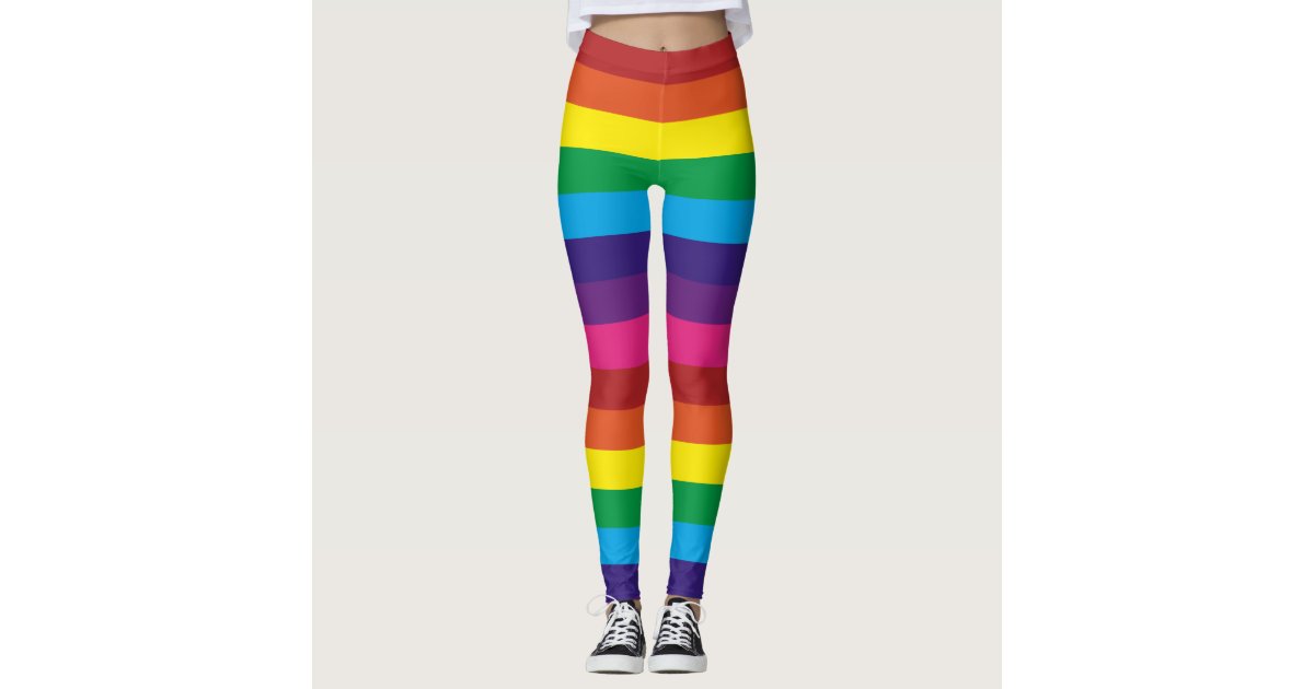 Ladies Womens Rainbow Striped Leggings Hot Pants Crop Top Gay Pride  Festival Fancy Dress