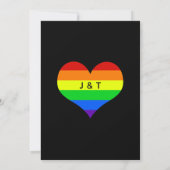 Rainbow Striped LGBTQ Couple Photo Gay Wedding Invitation (Back)