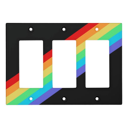 Rainbow Striped Light Switch Cover Triple Rocker