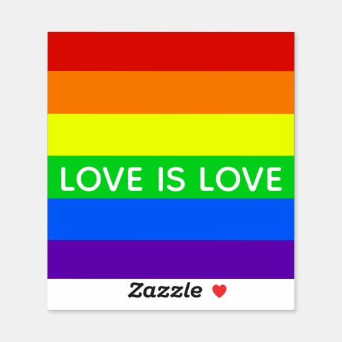 Rainbow Striped Love is Love Gay Pride LGBTQ Sticker