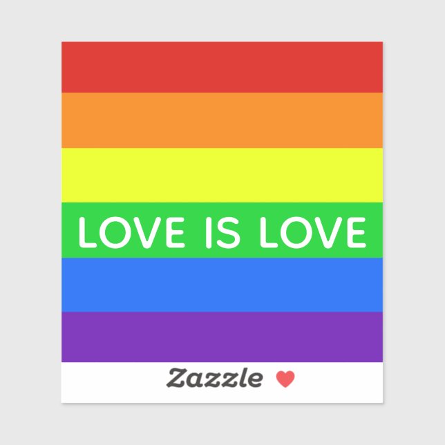 Rainbow Striped Love is Love Gay Pride LGBTQ Sticker (Sheet)