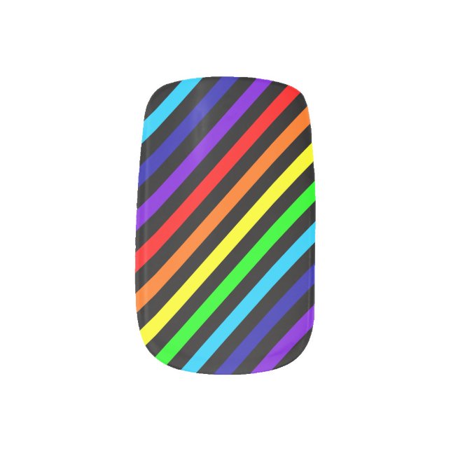 Rainbow Striped Minx Nail Art (Left Thumb)