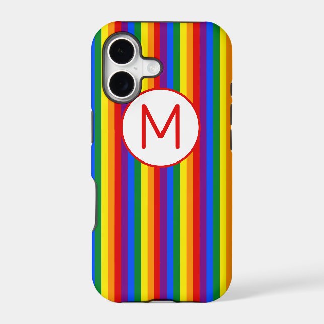 Rainbow Striped Monogrammed Iphone Case (Back)