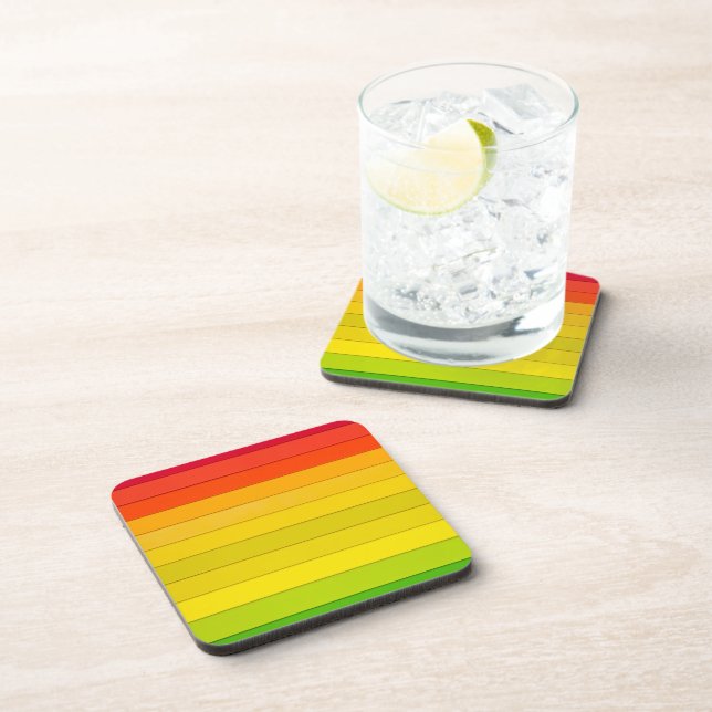 Rainbow Striped Multicolored Beverage Coaster (Right Side)