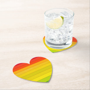 Rainbow Striped Multicolored Paper Coaster