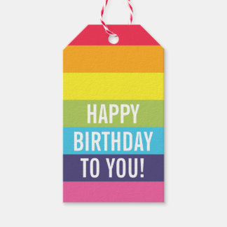 Rainbow Striped Personalized Gift Tag