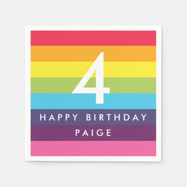 Rainbow Striped Personalized Napkins (Front)