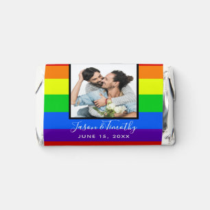Rainbow Striped Photo LGBTQ Couple Wedding Hershey's Miniatures
