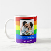 Rainbow Striped Photo LGBTQ Wedding Anniversary