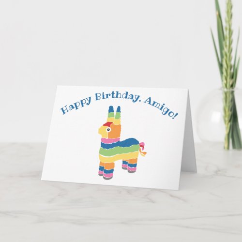 Rainbow Striped Pinata Birthday Card