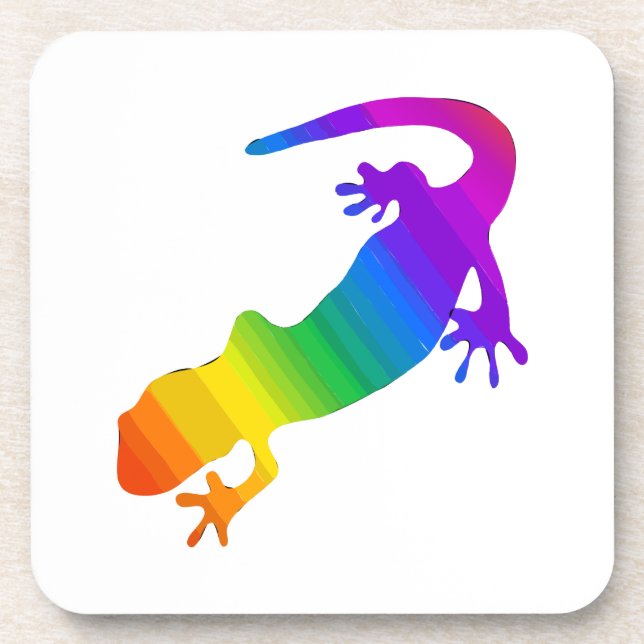 Rainbow Striped Salamander Beverage Coaster (Front)