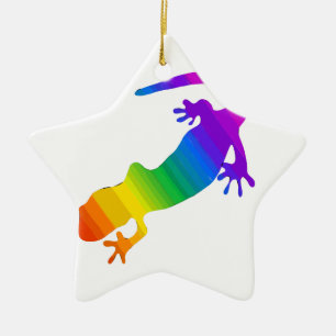 Rainbow Striped Salamander Ceramic Ornament