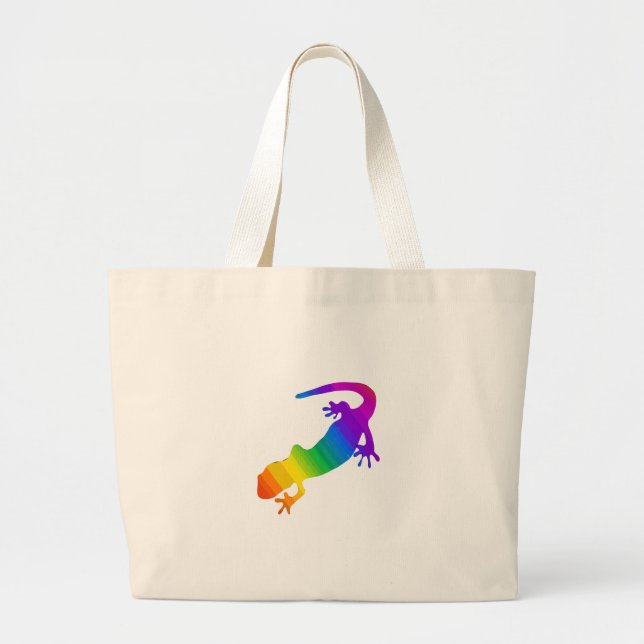 Rainbow Striped Salamander Large Tote Bag (Front)