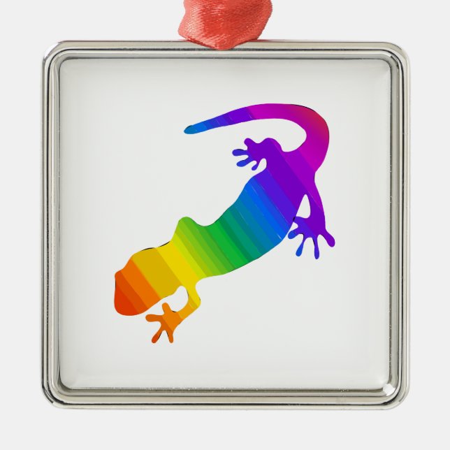 Rainbow Striped Salamander Metal Ornament (Front)