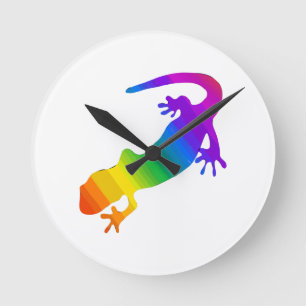 Rainbow Striped Salamander Round Clock