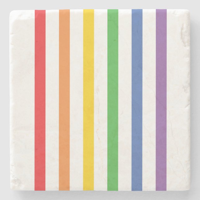 Rainbow Striped Stone Coaster (Front)