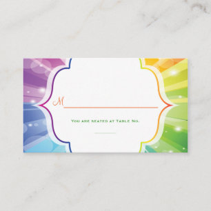 Rainbow Striped Sunburst Reception Place Card