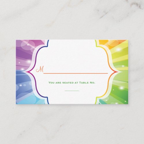 Rainbow Striped Sunburst Reception Place Card