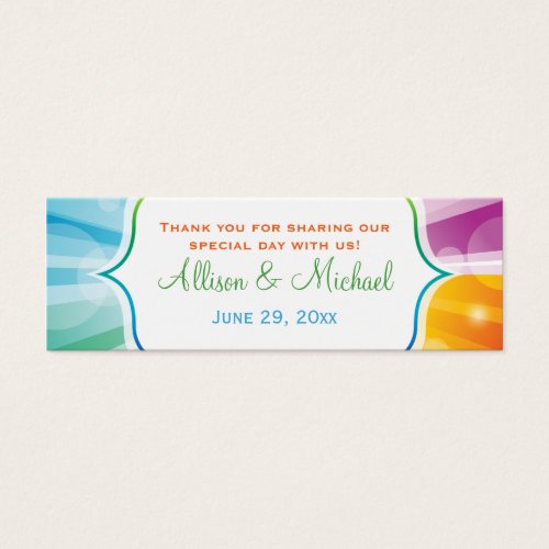 Rainbow Striped Sunburst Wedding Favor Tag Business Card